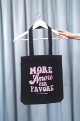 Tasche Tote Bag Black schwarz mit rosa Print Aufdruck More Amore Per Favore