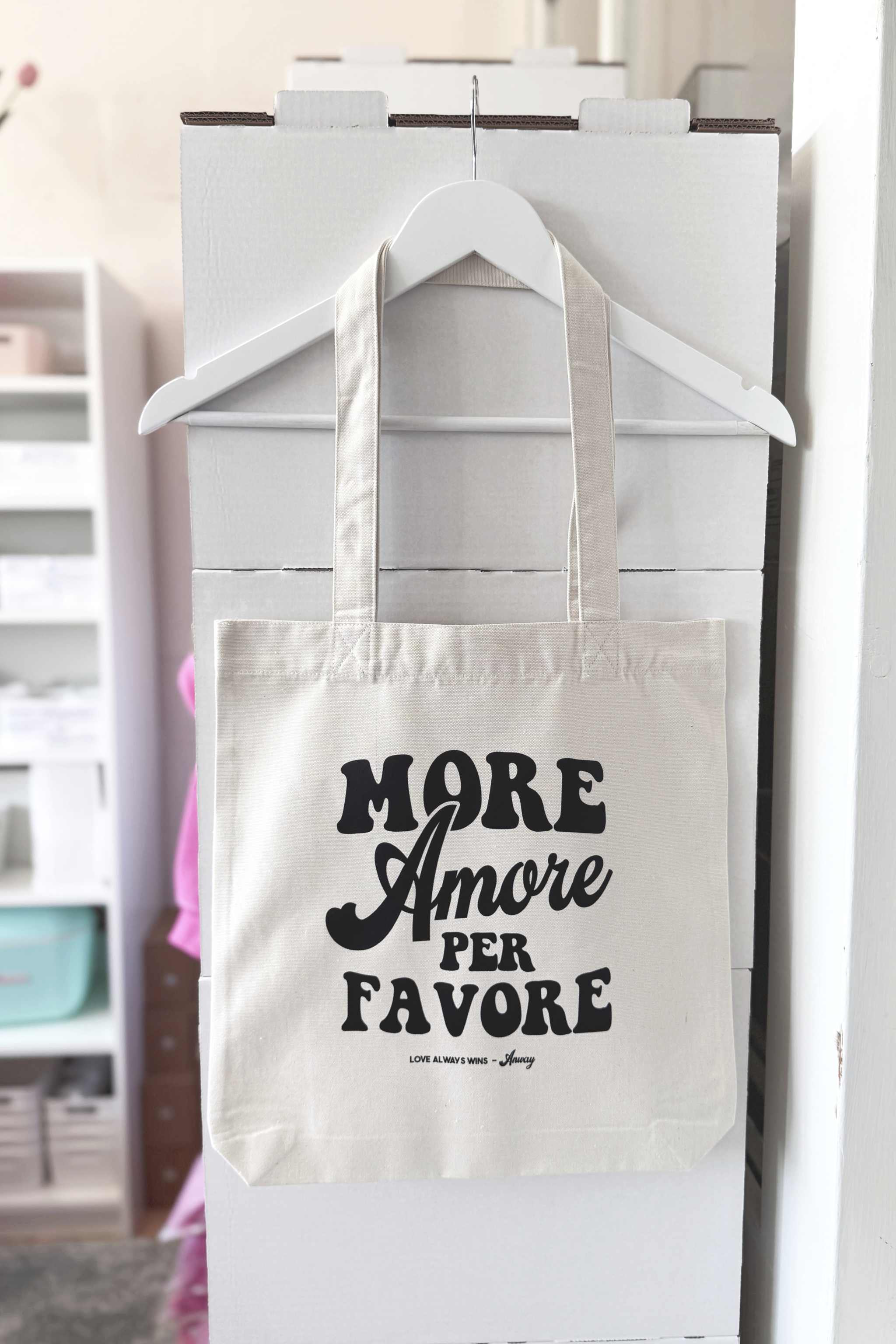 
Tasche Tote Bag Natural Raw natur mit schwarzem Print Aufdruck More Amore Per Favore