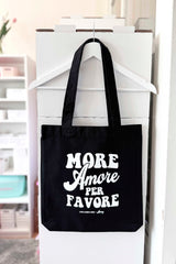 Tasche Tote Bag Black schwarz mit weissem Print Aufdruck More Amore Per Favore
