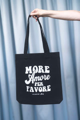 Tasche Tote Bag Black schwarz mit weissem Print Aufdruck More Amore Per Favore