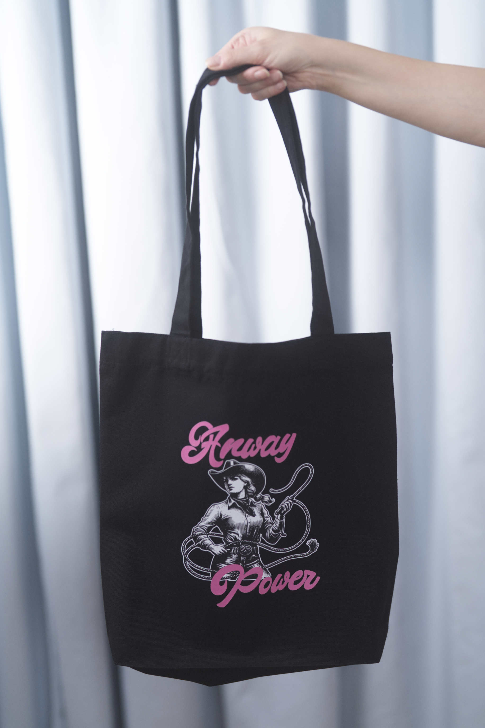 Tote Bag black Tasche schwarz Print Anway Power pink
