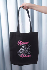 Tote Bag black Tasche schwarz Print Anway Power pink