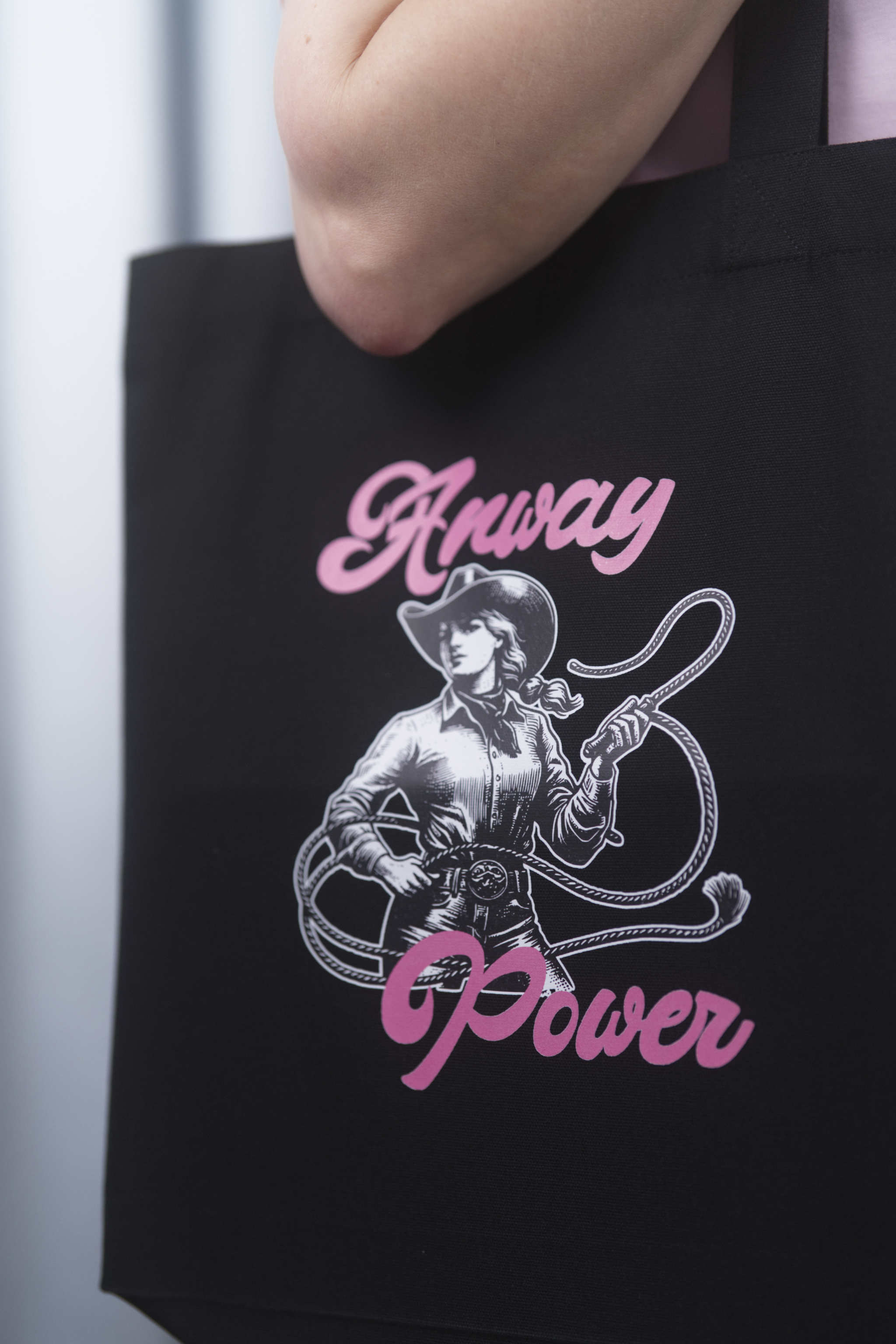 Tote Bag black Tasche schwarz Print Anway Power pink