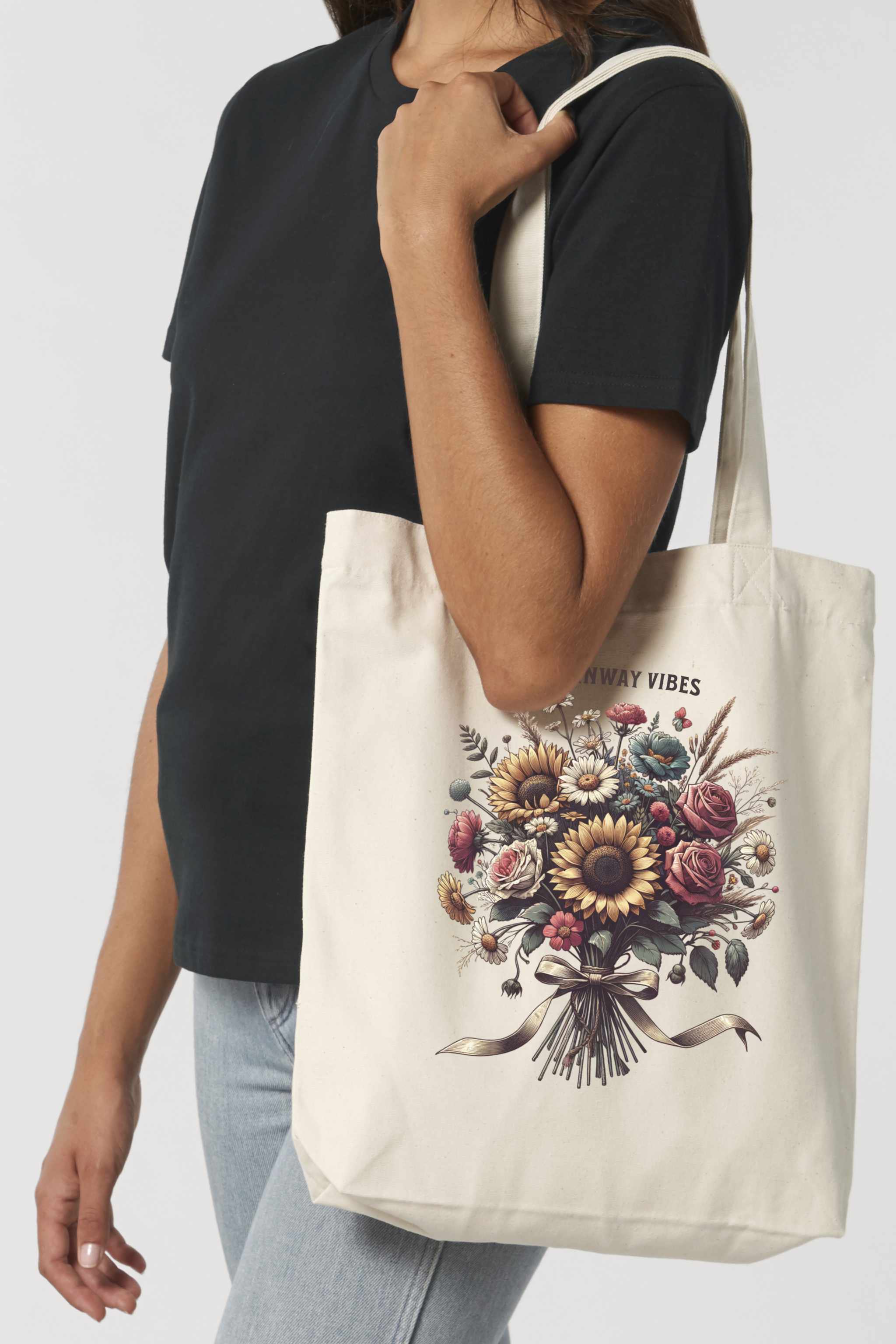 Tote Bag natural raw Tasche natur Blumenstrauss flowers