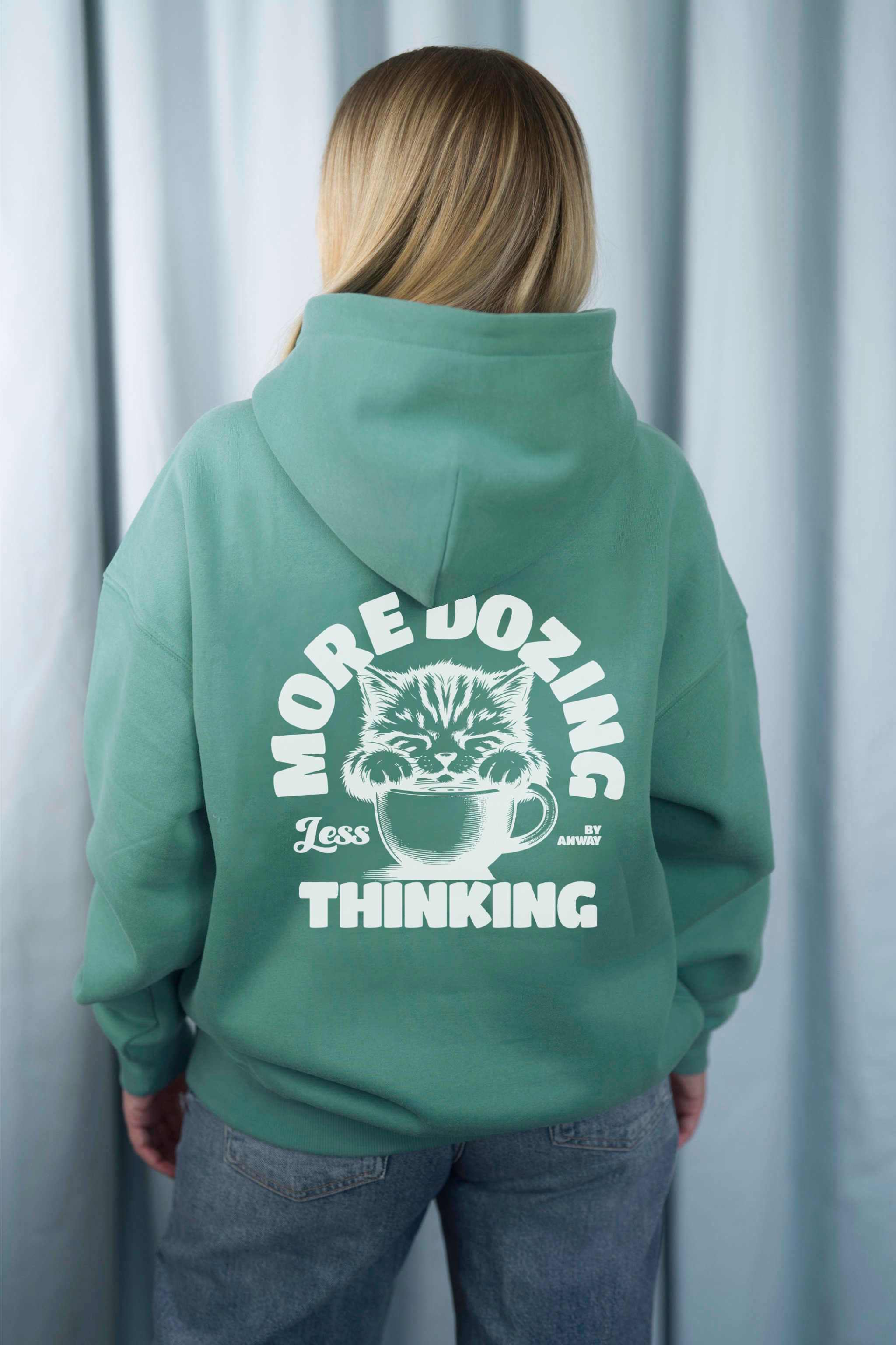 Unisex Hoodie, Farbe Turquoise Green, moderne, oversized Passform, kuschlig weich, Baumwolle, Backprint